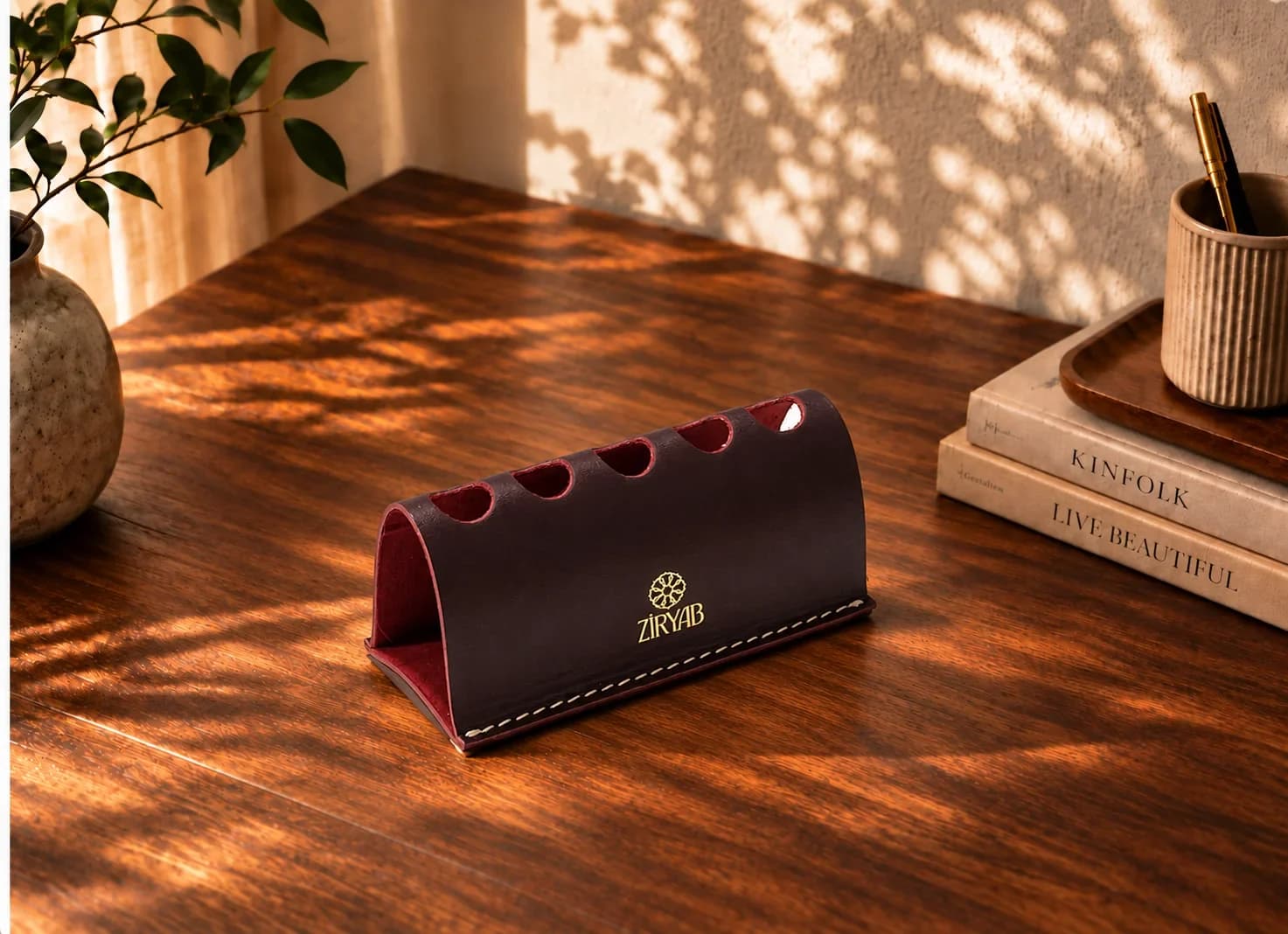 Porte-stylos en cuir