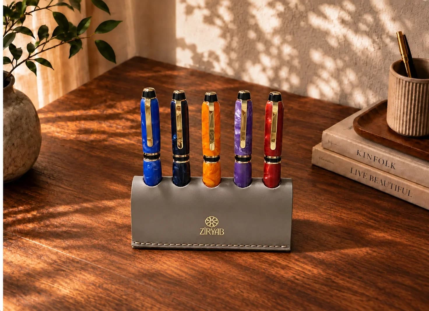 Porte-stylos en cuir