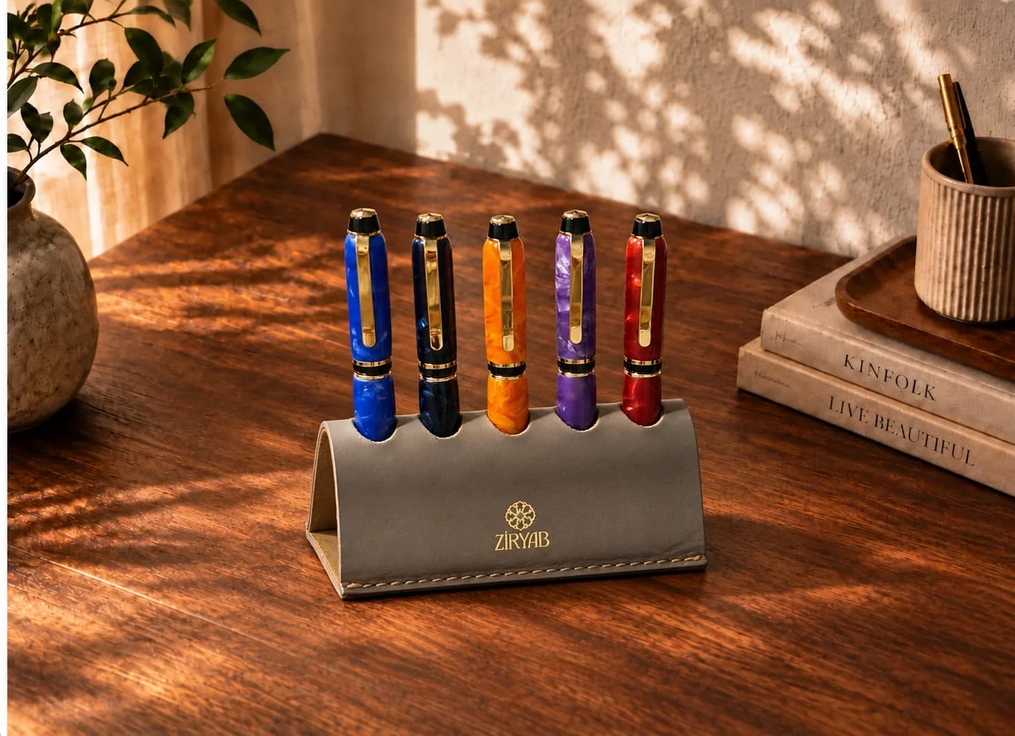 Porte-stylos en cuir
