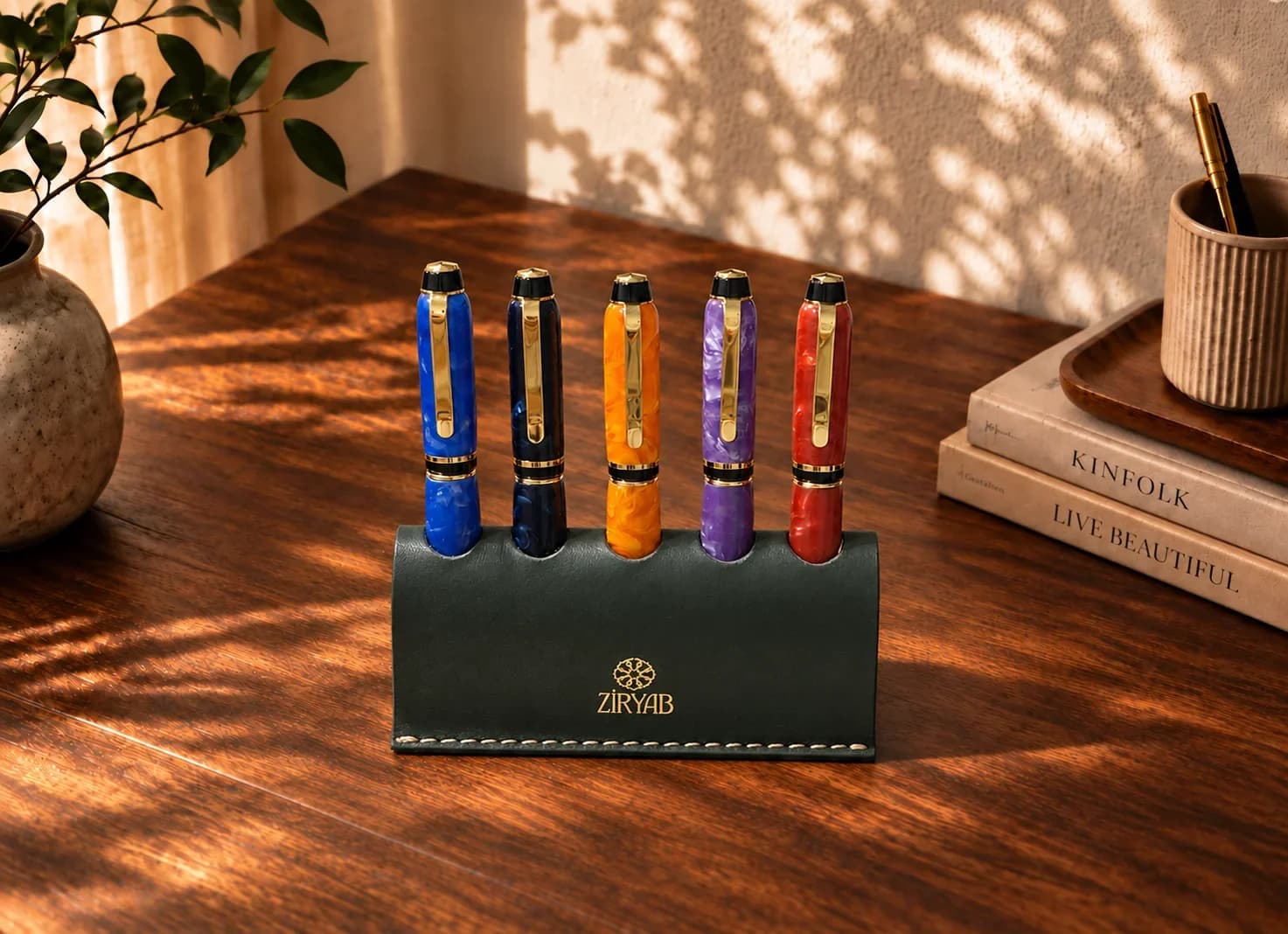 Porte-stylos en cuir