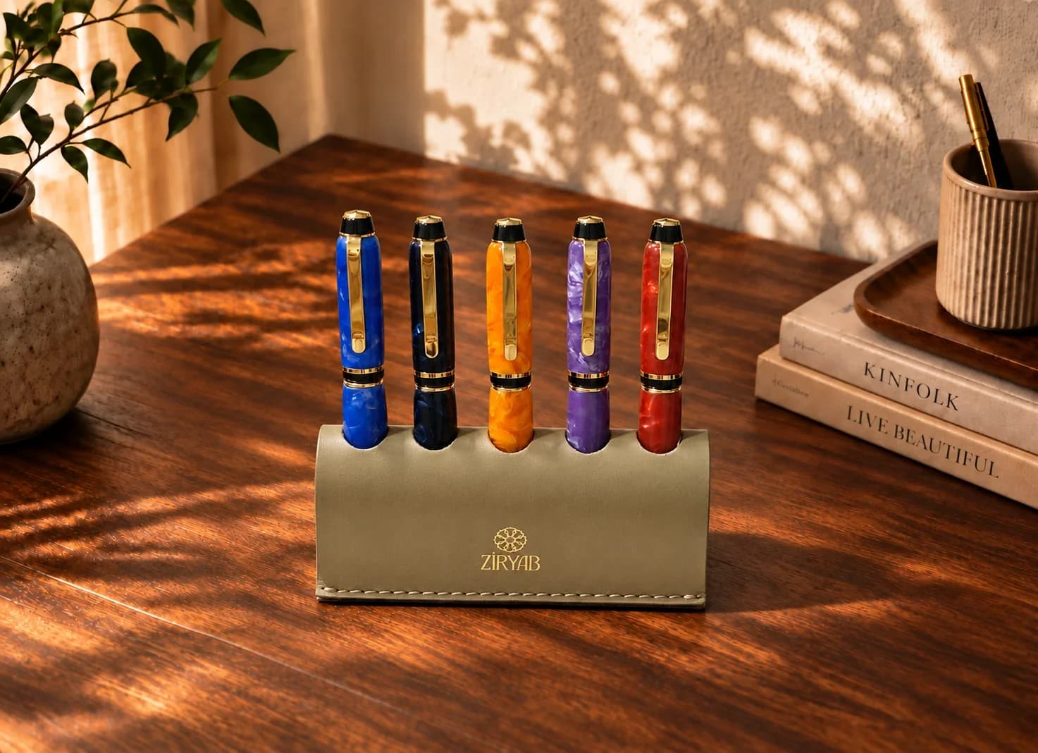 Porte-stylos en cuir