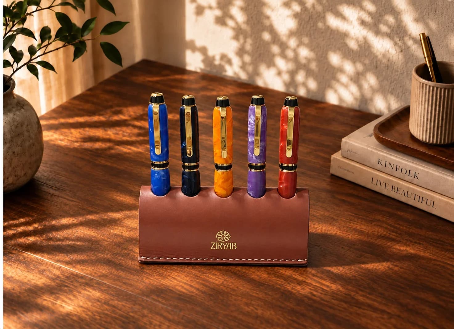 Porte-stylos en cuir