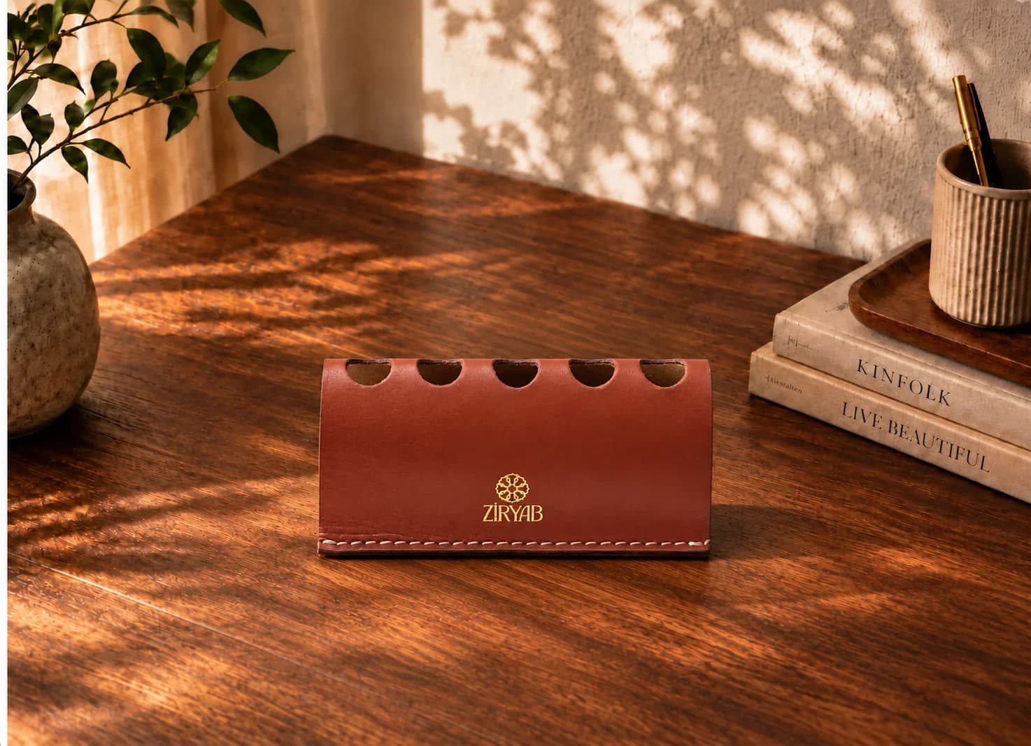Porte-stylos en cuir