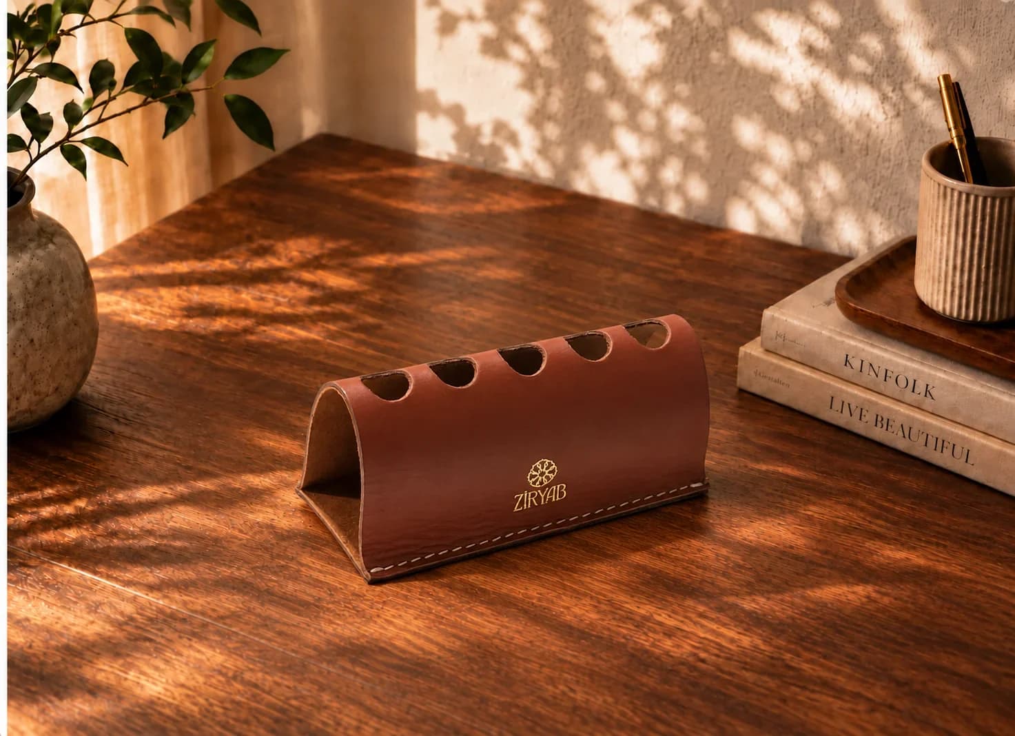 Porte-stylos en cuir