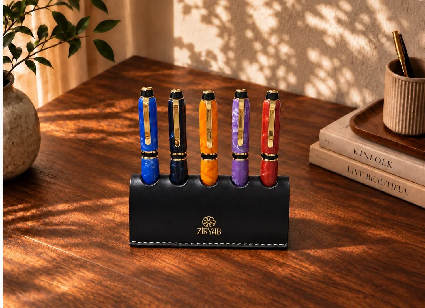 Porte-stylos en cuir