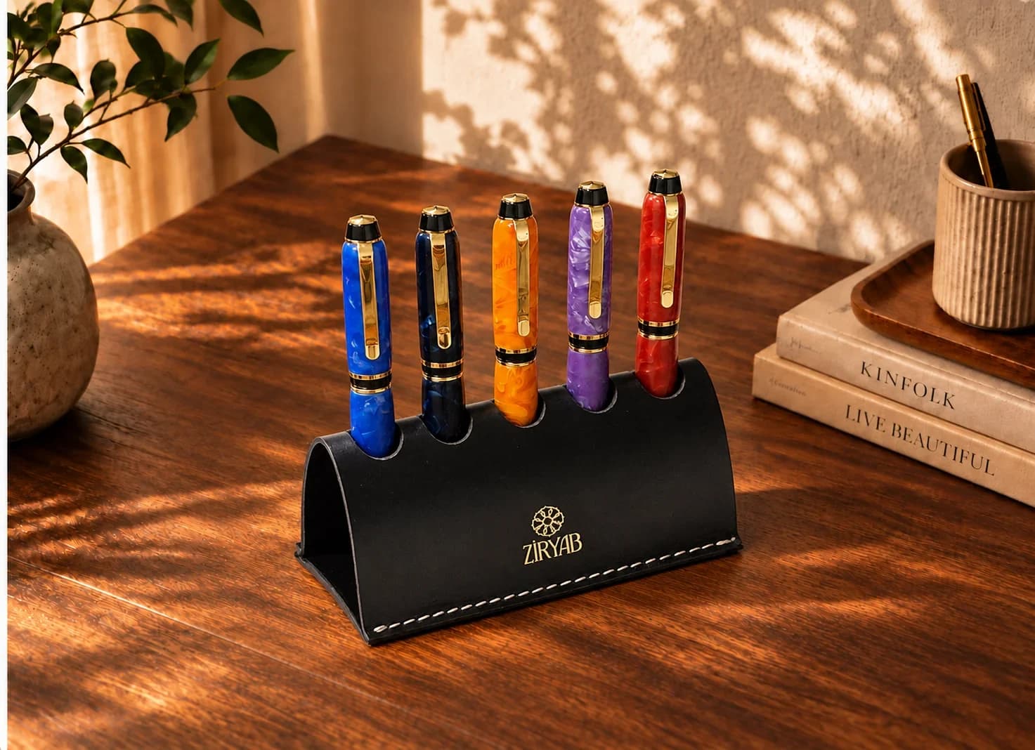 Porte-stylos en cuir