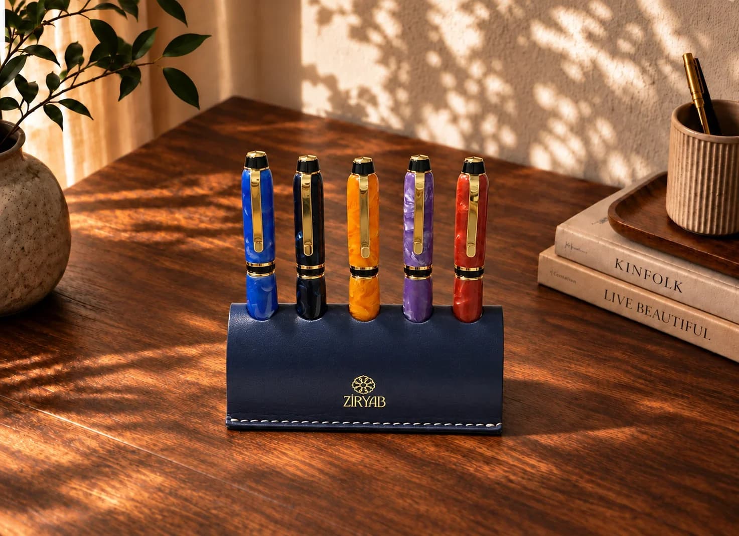 Porte-stylos en cuir