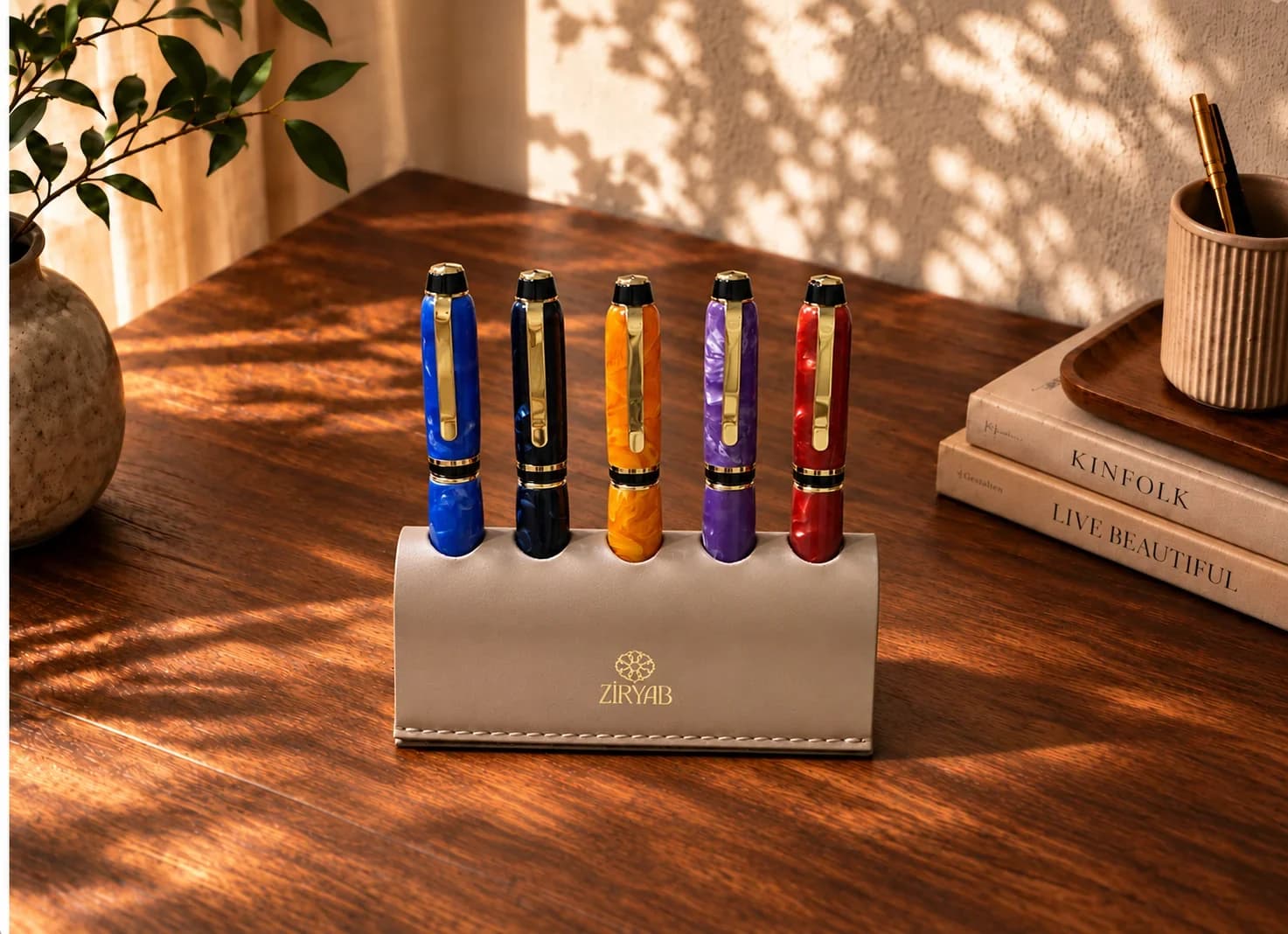 Porte-stylos en cuir