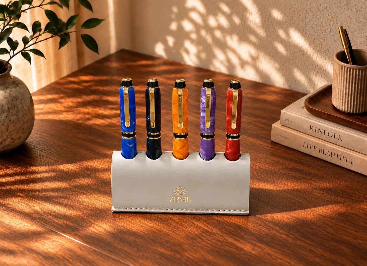 Porte-stylos en cuir
