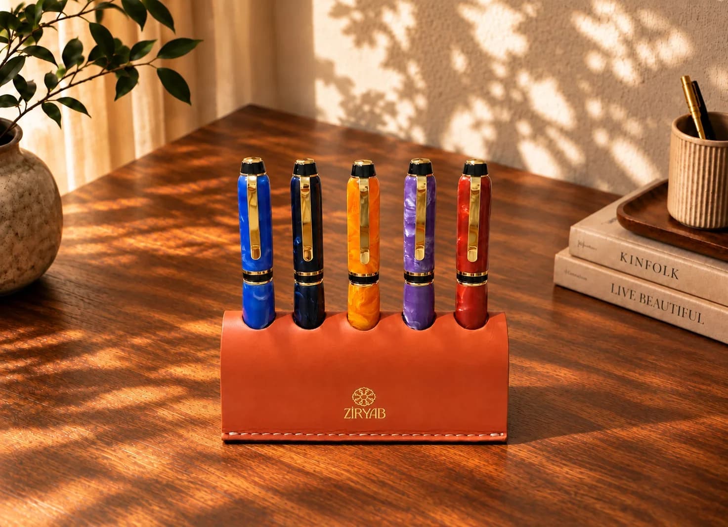 Porte-stylos en cuir