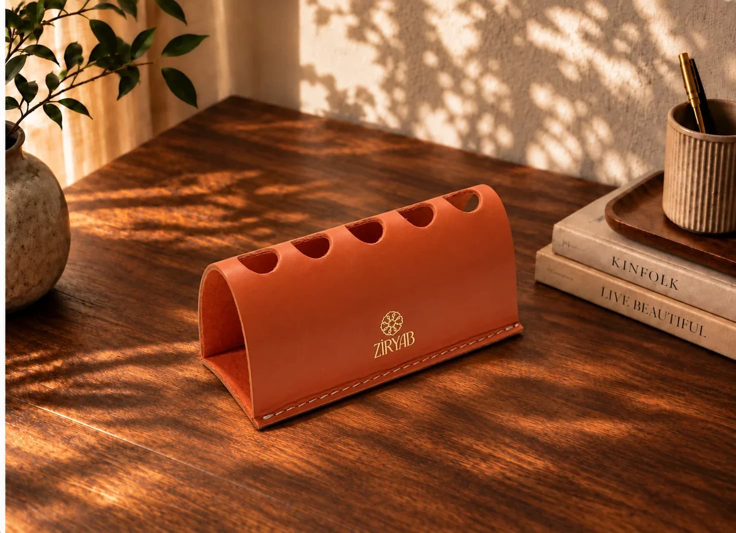 Porte-stylos en cuir