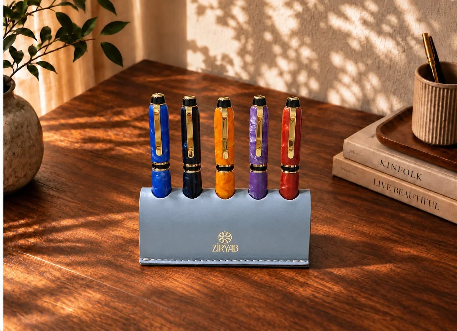 Porte-stylos en cuir