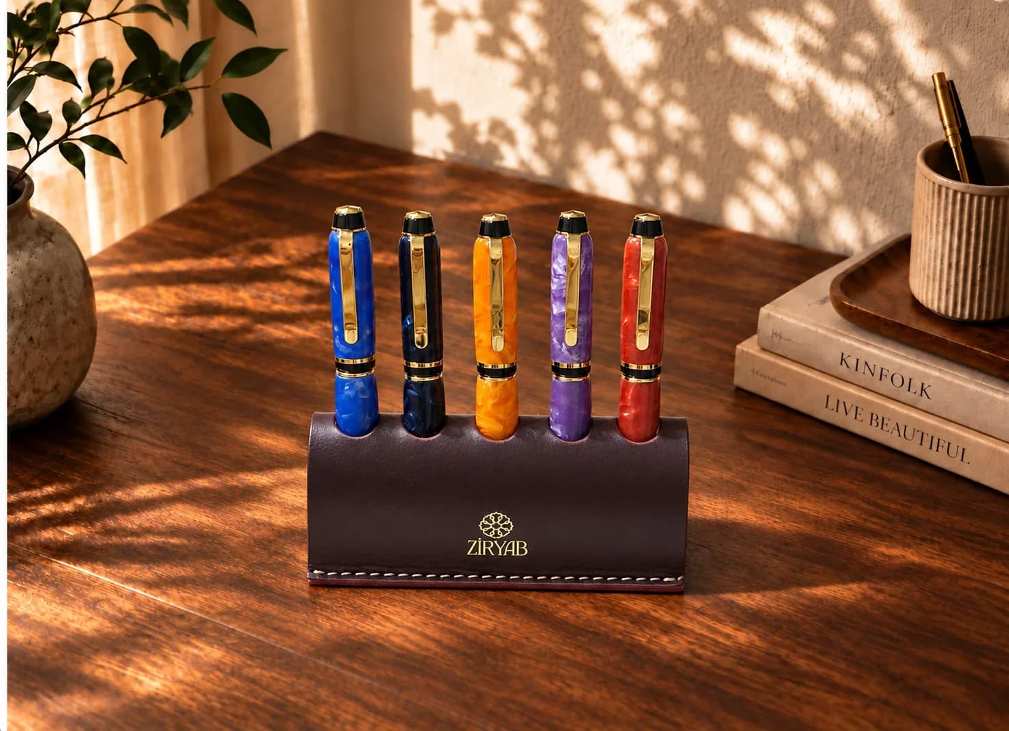 Porte-stylos en cuir
