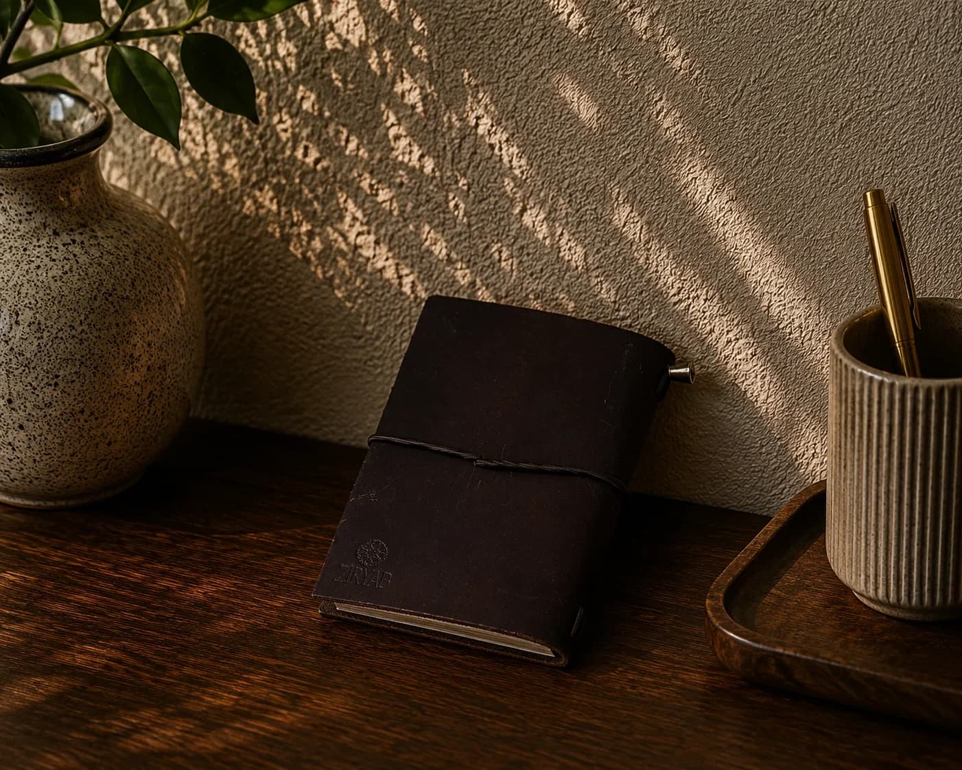 Couverture en cuir Ziryab pour carnet de poche, marron